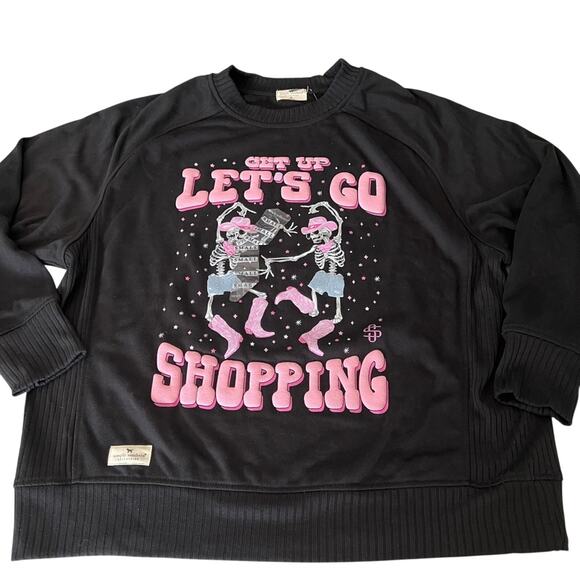 SIMPLY SOUTHERN Let’s Go Shopping Skeleton Graphic Long Sleeve Sweatshirt Size S - Picture 4 of 13